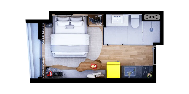 19 m² decorated plan