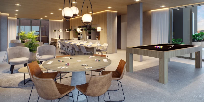 Gourmet space and games room