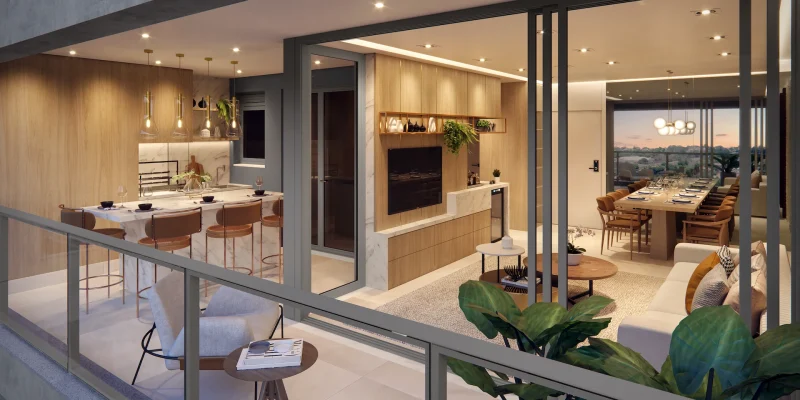 Living decorado apto 125m²