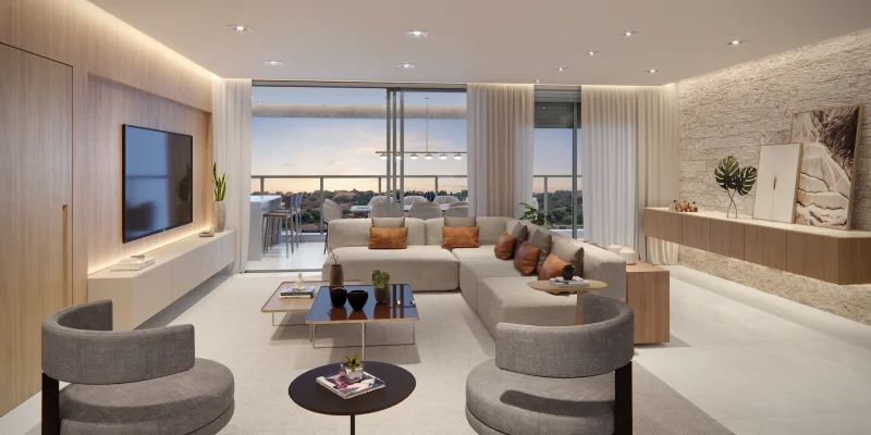 Living decorado apto 167m²