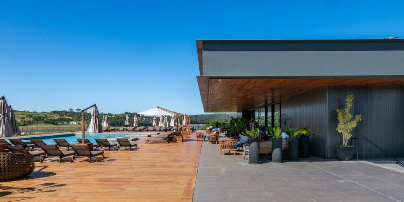 Outdoor area restaurant and swimming pool