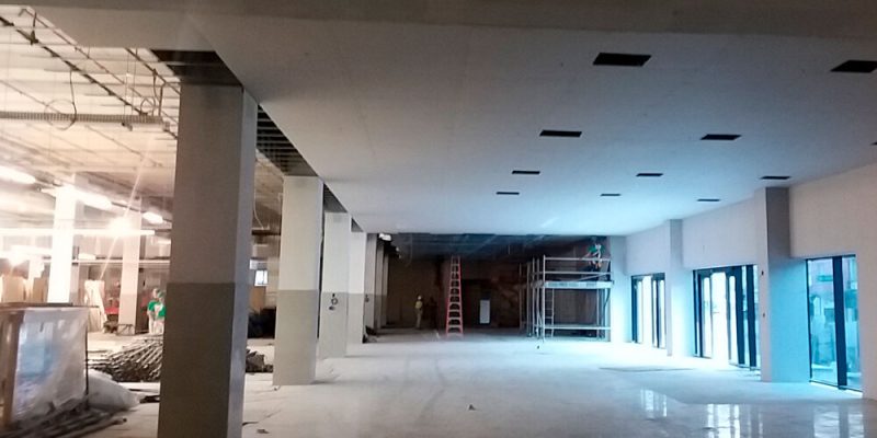 Plaster lining and coating in progress