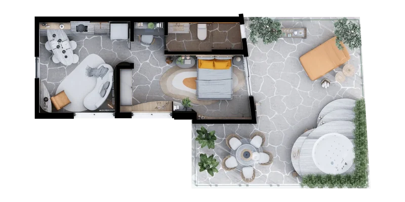 Planta decorada 80 m²