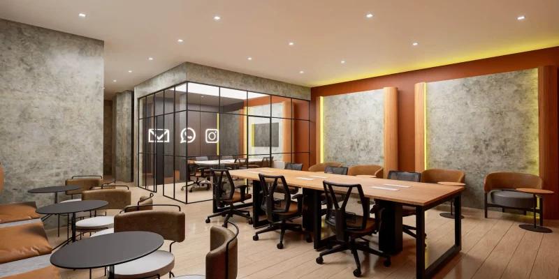 Coworking com sala de reunião